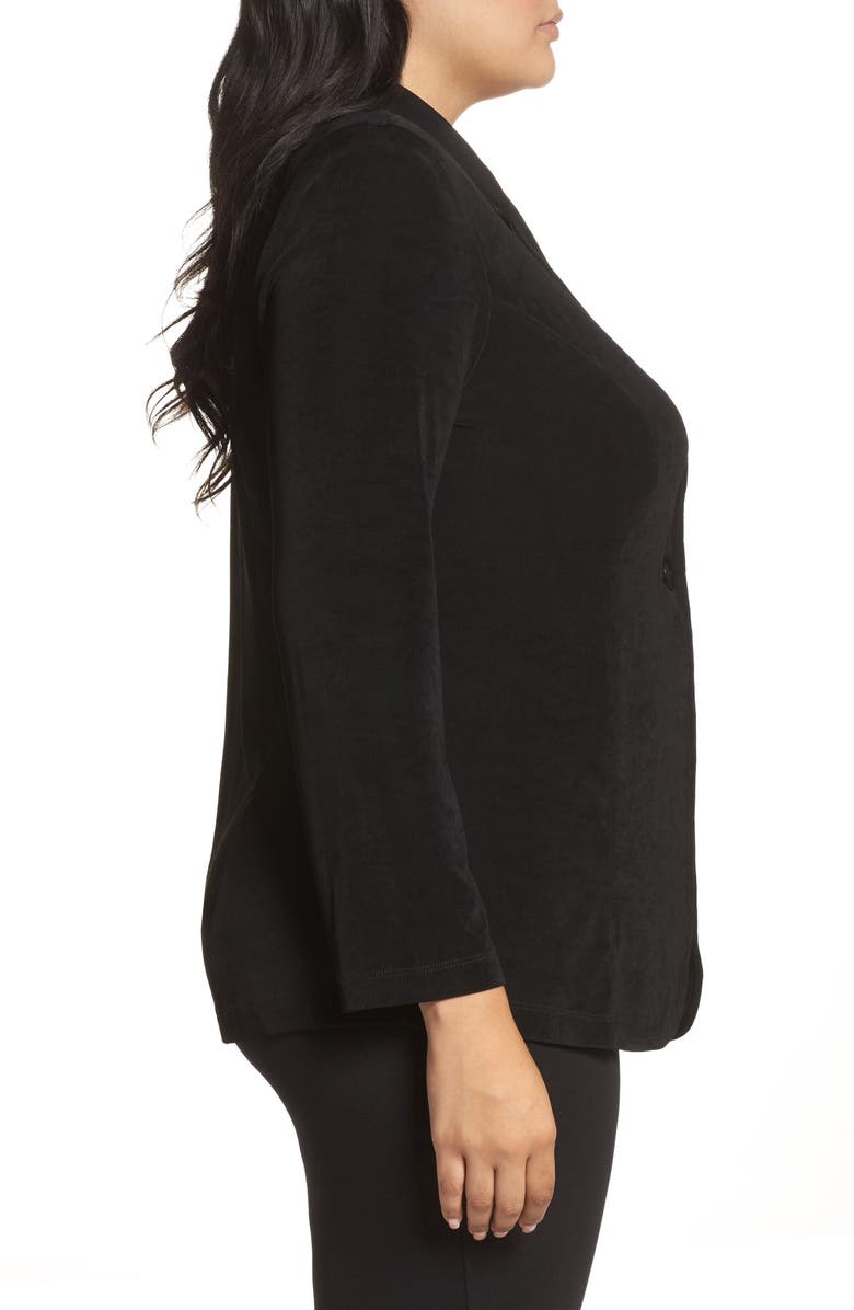 Vikki Vi One-Button Stretch Knit Blazer, Alternate, color, Black