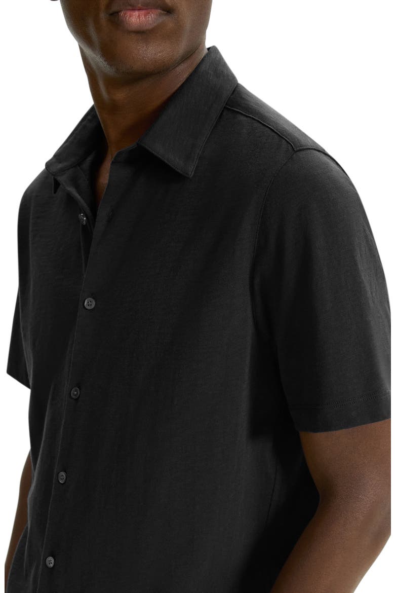 Noran Short Sleeve Knit Button-Up Shirt, Alternate, color, BLK