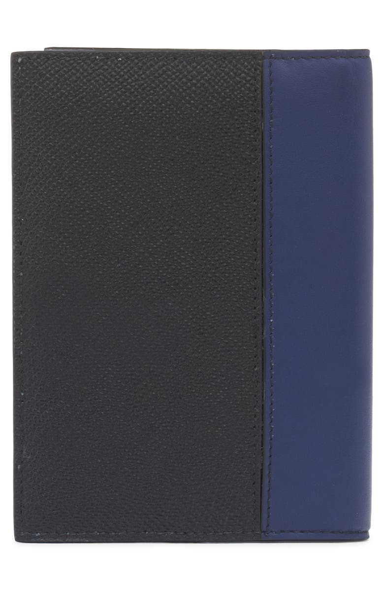 Dolce&Gabbana Dauphine Colorblock Leather Passport Holder, Alternate, color, Nero/ Blu Notte