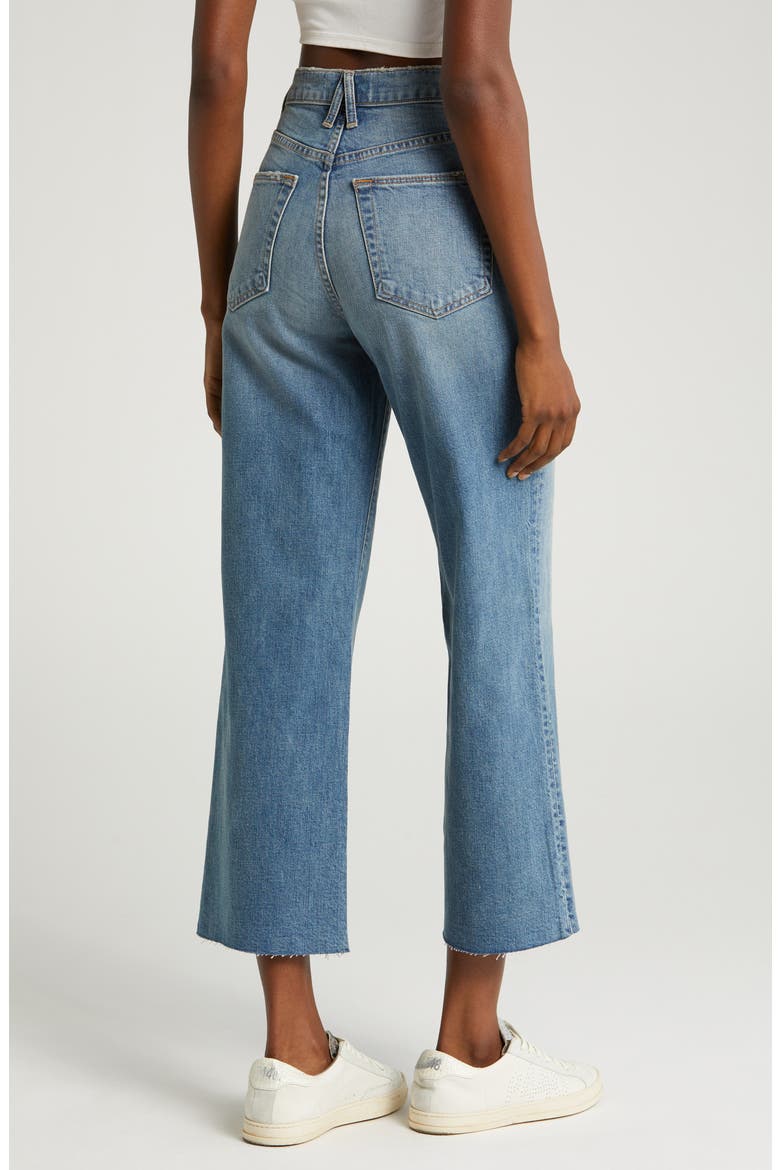 Grace Raw Hem High Waist Crop Wide Leg Jeans, Alternate, color, BLUE BIRD