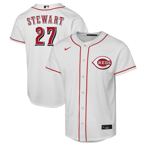 Youth Nike Sal Stewart White Cincinnati Reds Home Replica Player Jersey