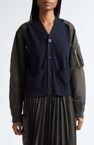 Sacai Mixed Media Cotton Cardigan
