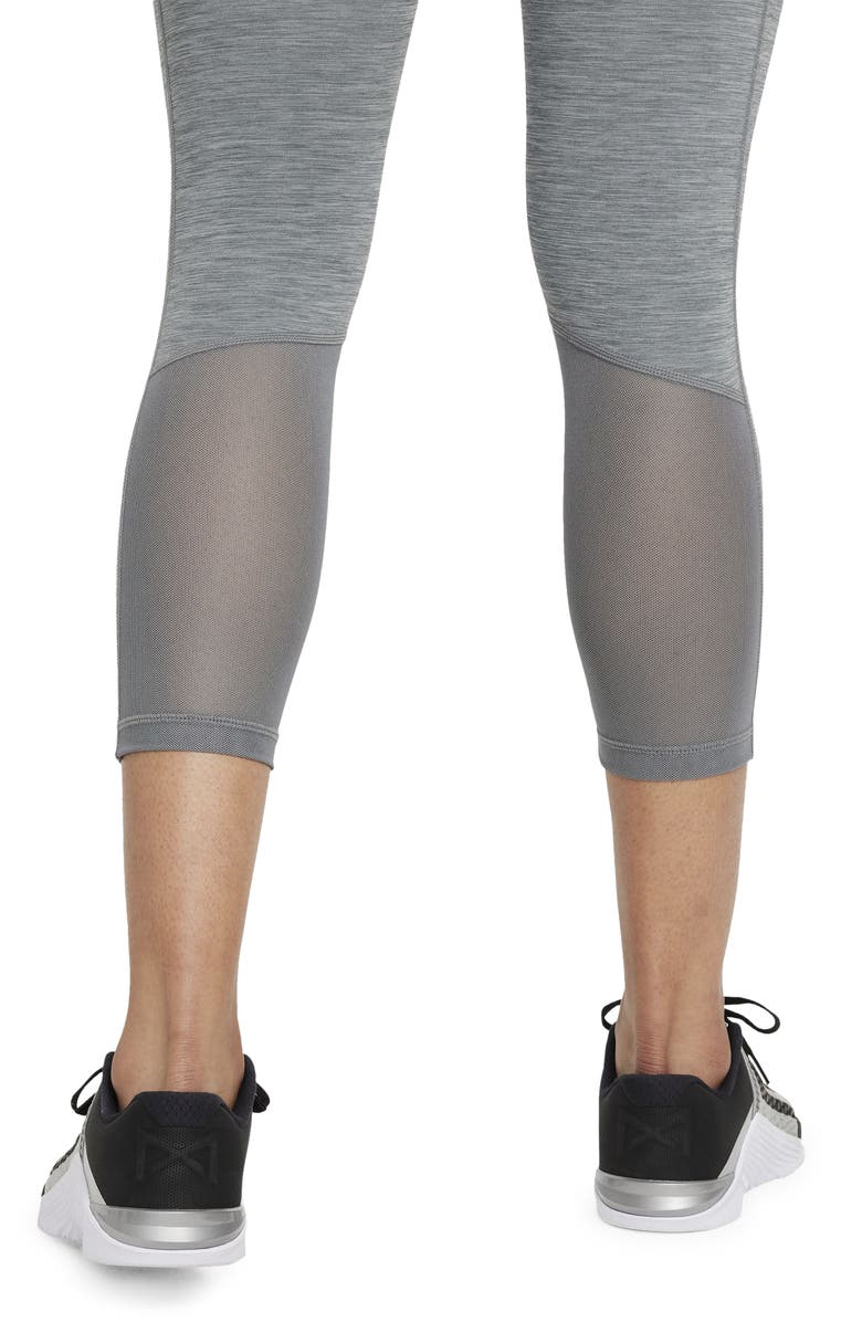 Nike Pro Mid-Rise Crop Mesh-Panel Leggings, Alternate, color, 084 Smkgry/Black