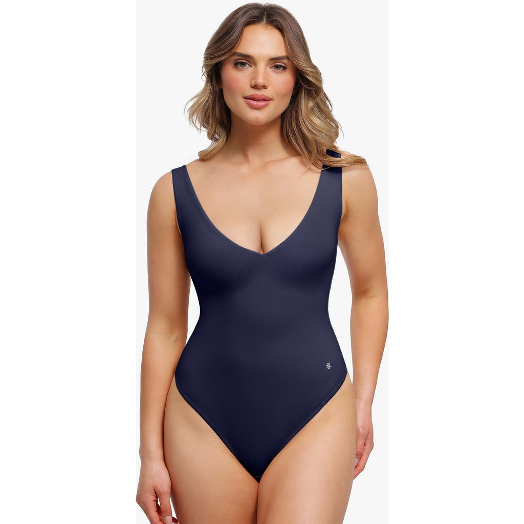 Popilush Elastic Cloud-touch All-in-one Shaping Bodysuit In Blue