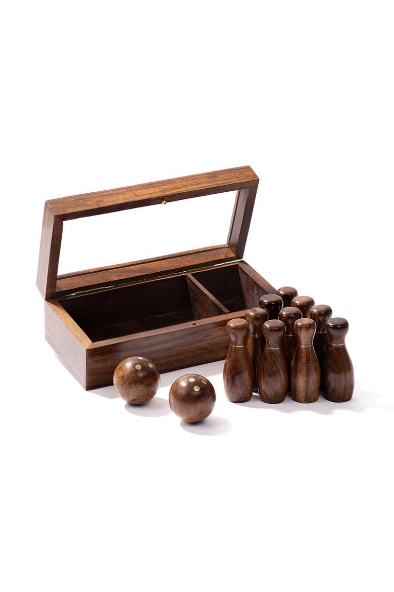 Tabletop Bowling Game Set, Alternate, color, Handcrafted Wood