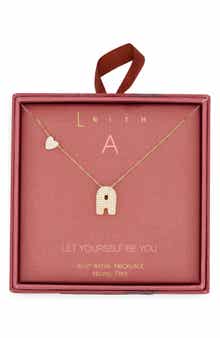 Leith Cubic Zirconia Heart & Bubble Initial Pendant Necklace
