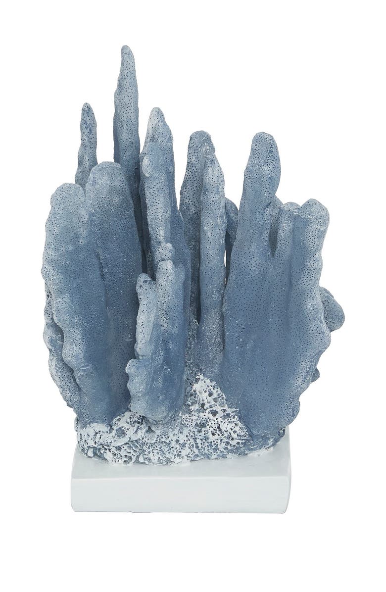 WILLOW ROW Blue Polystone Coastal Coral Sculpture, Main, color,
