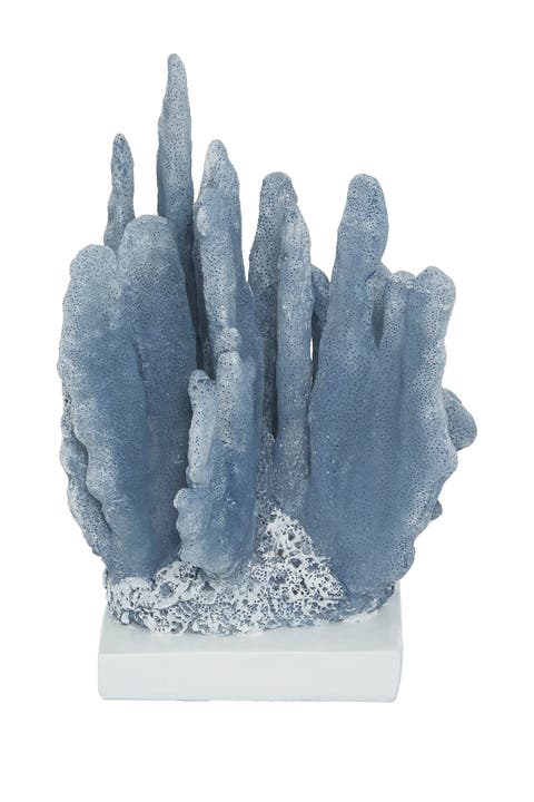 Blue Polystone Coastal Coral Sculpture