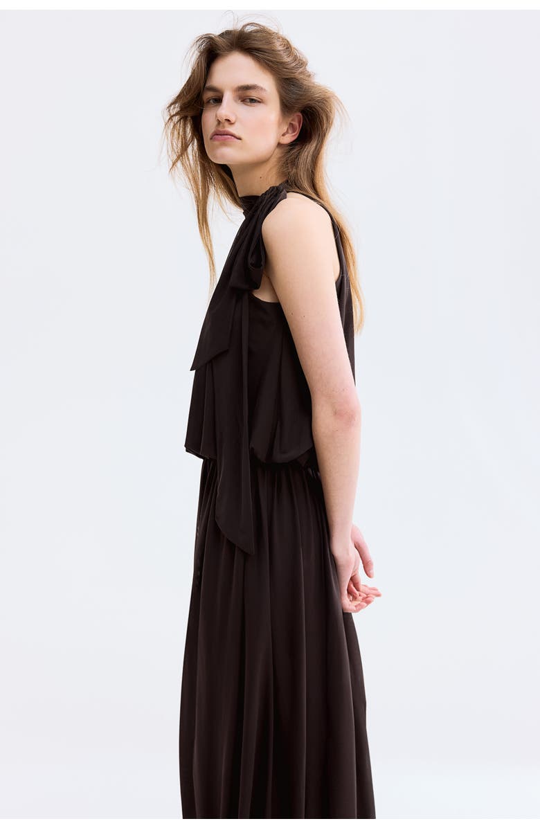 H&M Scarf-collar Top, Alternate, color, Dark Brown