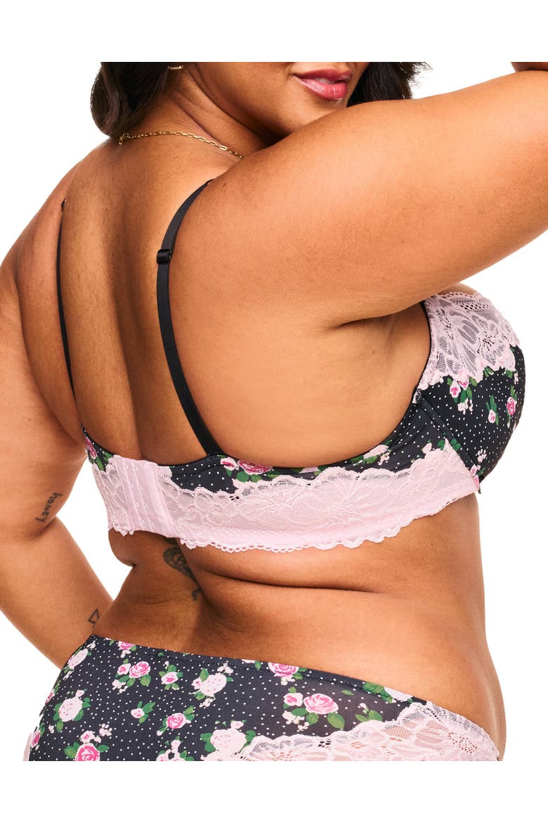Mathilda Contour Balconette Bra, Alternate, color, Floral black & pink lace