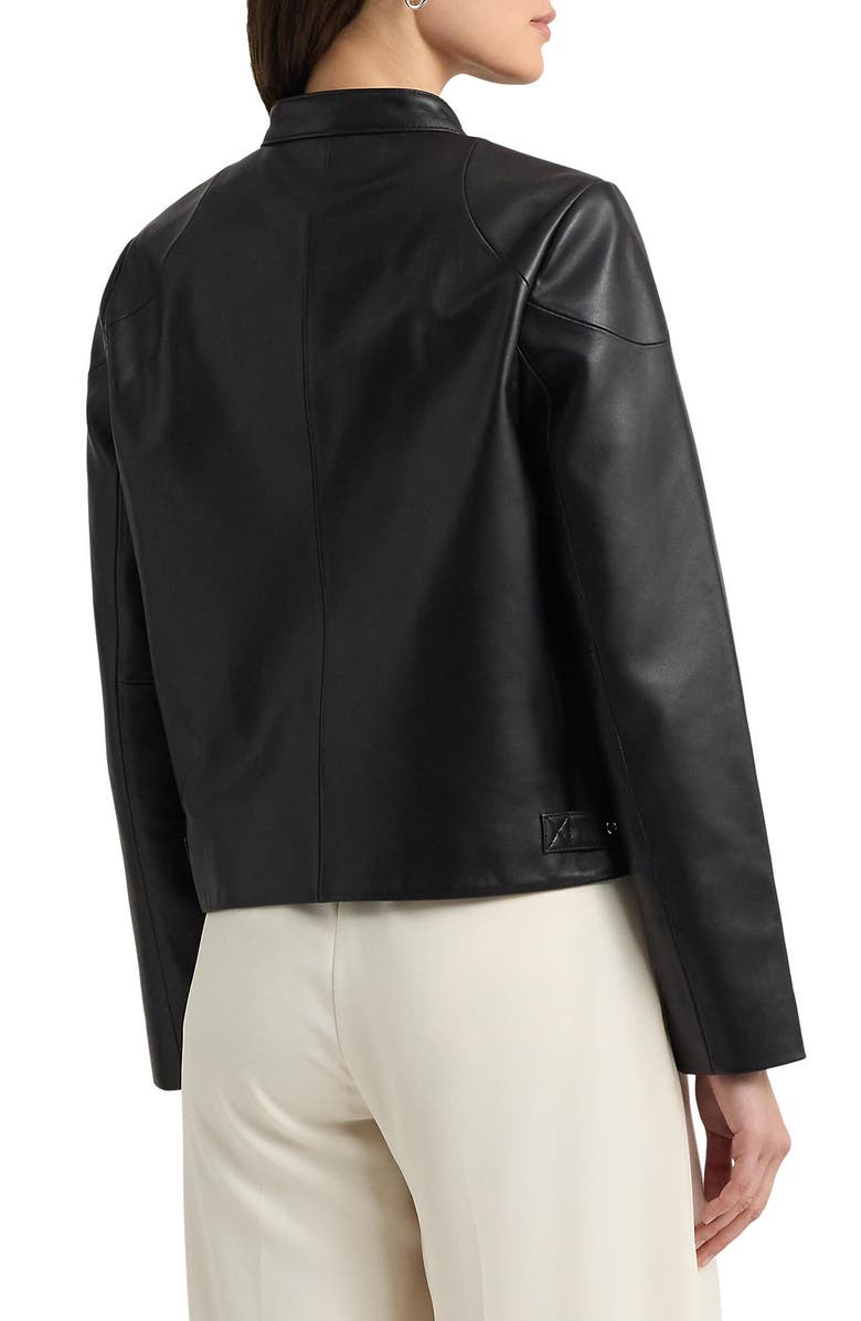 Lauren Ralph Lauren Lambskin Leather Moto Jacket, Alternate, color, 