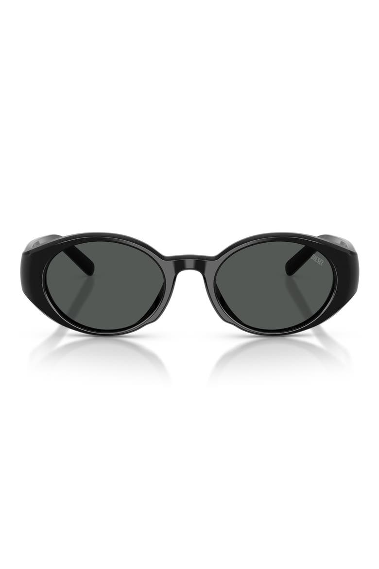 52mm Oval Sunglasses, Main, color, SOLID BLACK / SOLID BLACK