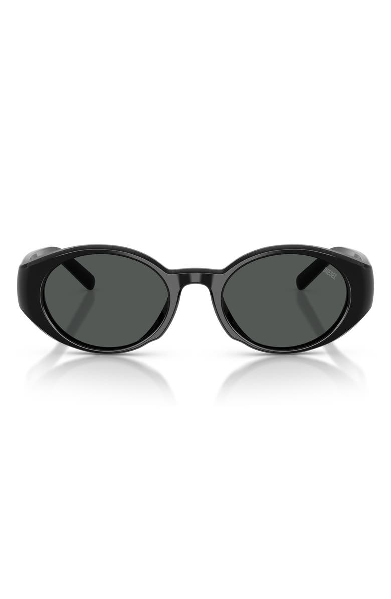 DIESEL<sup>®</sup> 52mm Oval Sunglasses, Main, color, Solid Black / Solid Black