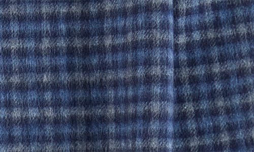 Bruno Magli Gingham Windowpane Double Face Silk & Cashmere Blend Scarf In Blue