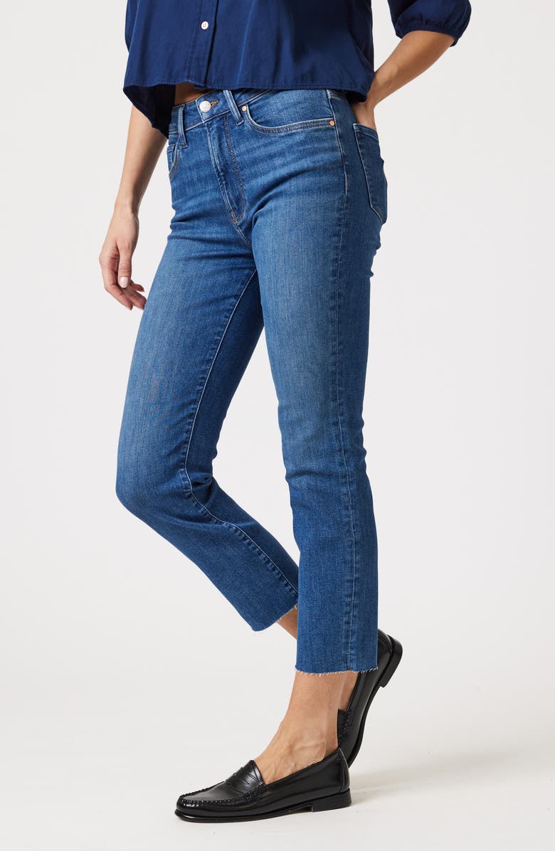 Mavi Jeans Viola Raw Hem High Waist Ankle Straight Leg Jeans, Alternate, color, Mid Brushed Flex Blue