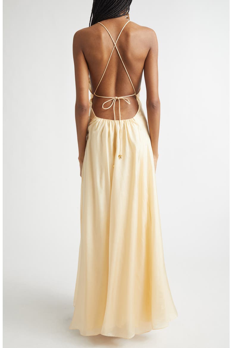 Aster Gathered Bead Silk Maxi Dress, Alternate, color, CREAM