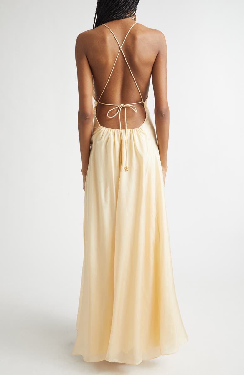 Zimmermann Aster Gathered Bead Silk Maxi Dress, Alternate, color, Cream