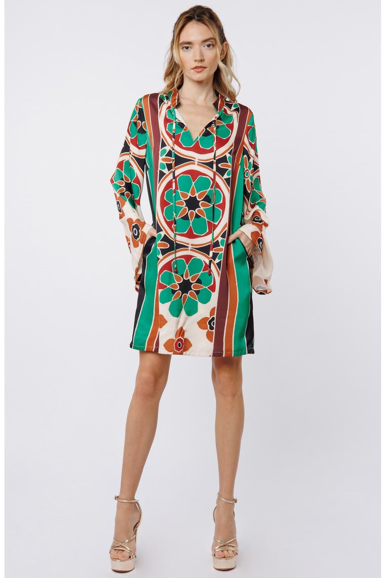 Iriza Long Sleeve Shift Dress, Alternate, color, GREEN MULTI