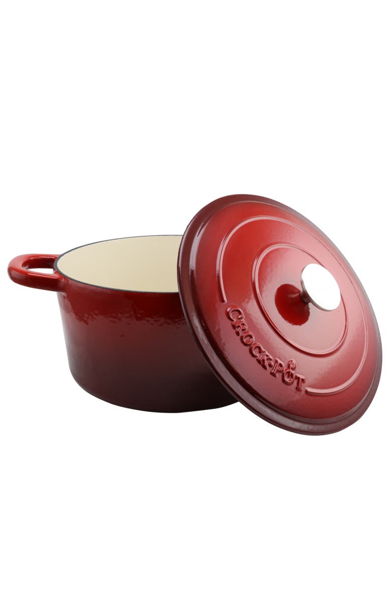 Crock-pot 7 Quart Round Cast Iron Dutch Oven, Alternate, color, Red