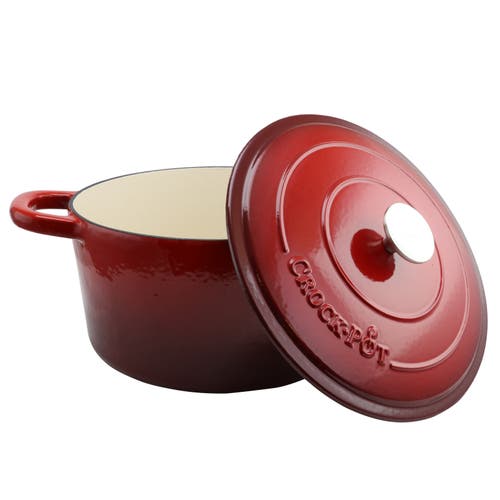 Crock-pot 7 Quart Round Cast Iron Dutch Oven In Red