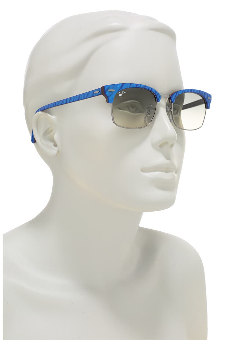 52mm Gradient Rectangle Sunglasses, Alternate, color, WRINKLED BLUE BROWN/ GRAD GREY