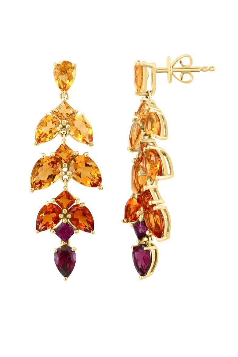 14K Yellow Gold ,Citrine,Madera Citrine,Rhodolite Earrings, Alternate, color, Hematite and FW Blush Pearl