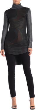 GO COUTURE Turtleneck High-Low Tunic Sweater