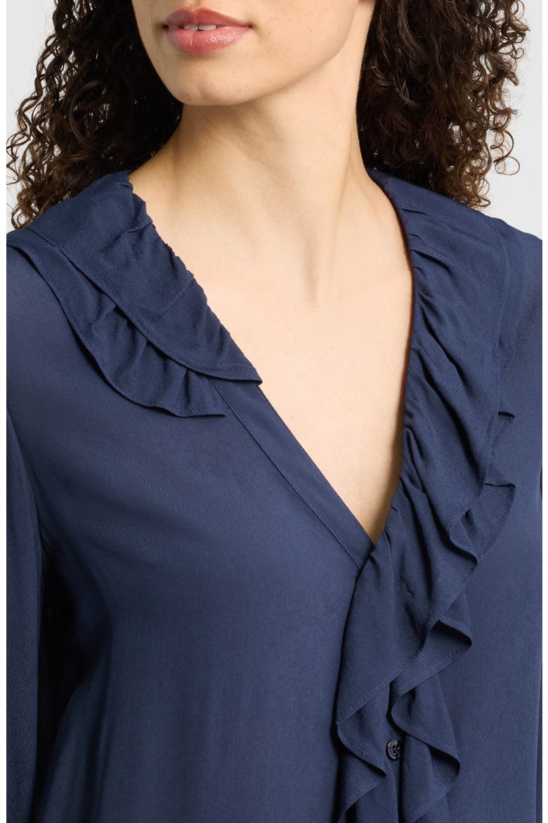 Dancing Ruffle V-Neck Top, Alternate, color, NAVY