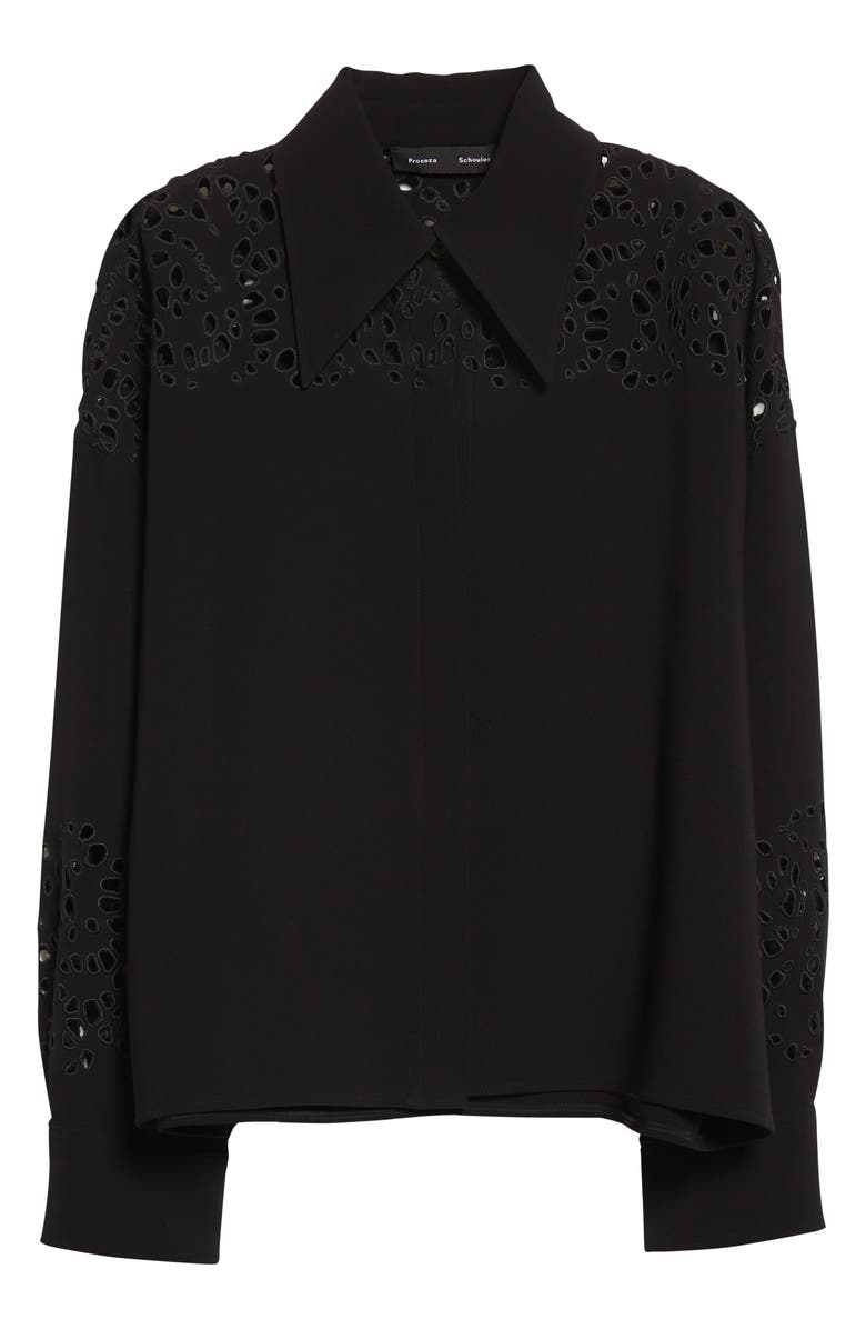 Proenza Schouler Eyelet Detail Point Collar Button-Up Shirt, Alternate, color,