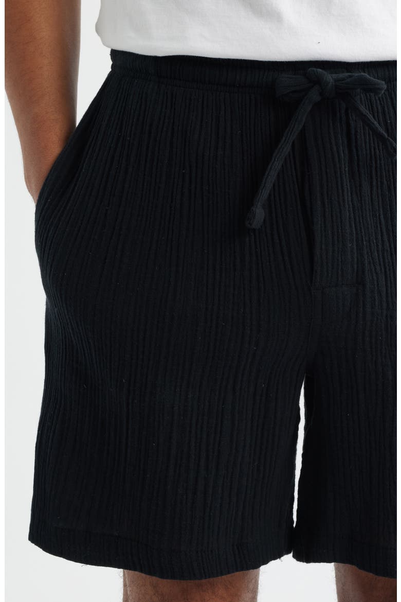 Seaside Cotton Crepe Lounge Shorts, Alternate, color, BLACK