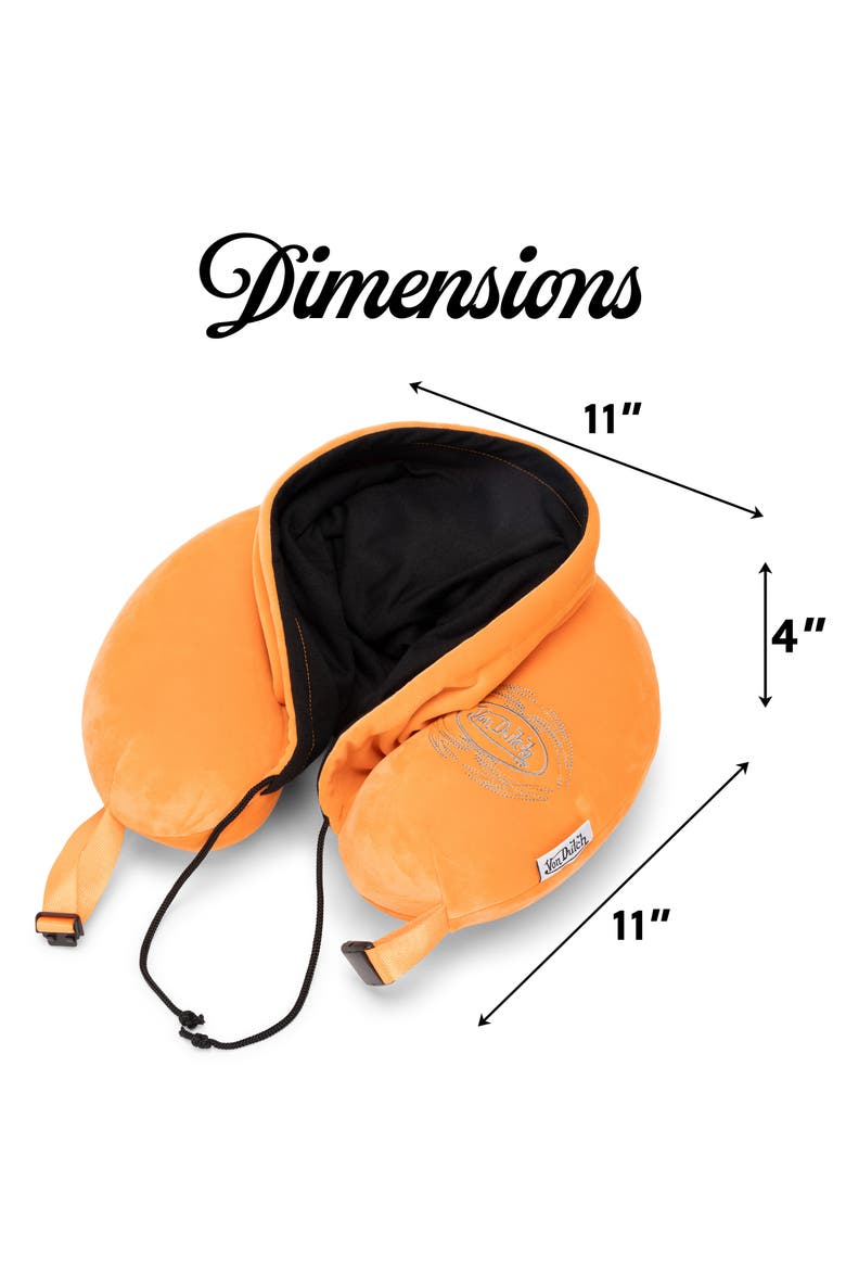 Pinstripe Hooded Memory Foam Travel Neck Pillow, Alternate, color, Orange