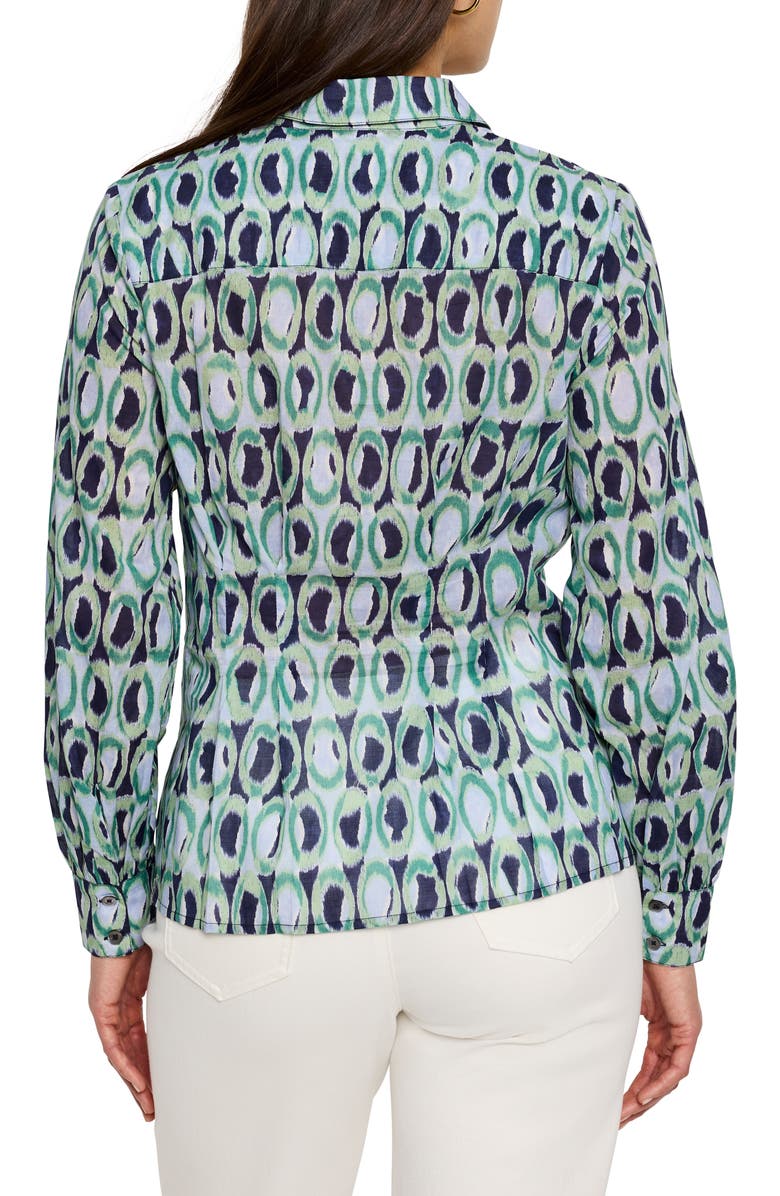 NIC+ZOE Ikat Rings Button-Up Shirt, Alternate, color, Green Multi