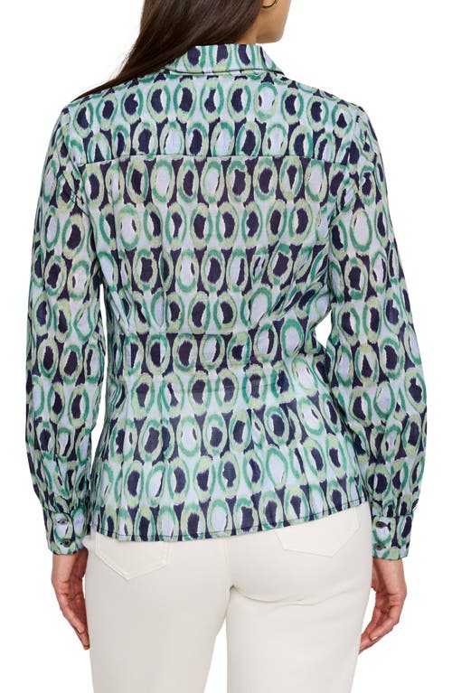 Nic + Zoe Nic+zoe Ikat Rings Button-up Shirt In Green Multi