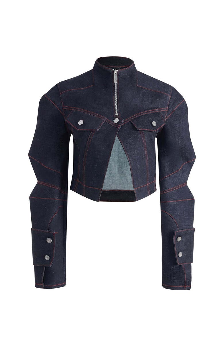 Jendue Davidson Cropped Denim Jacket, Alternate, color, Deep Blue