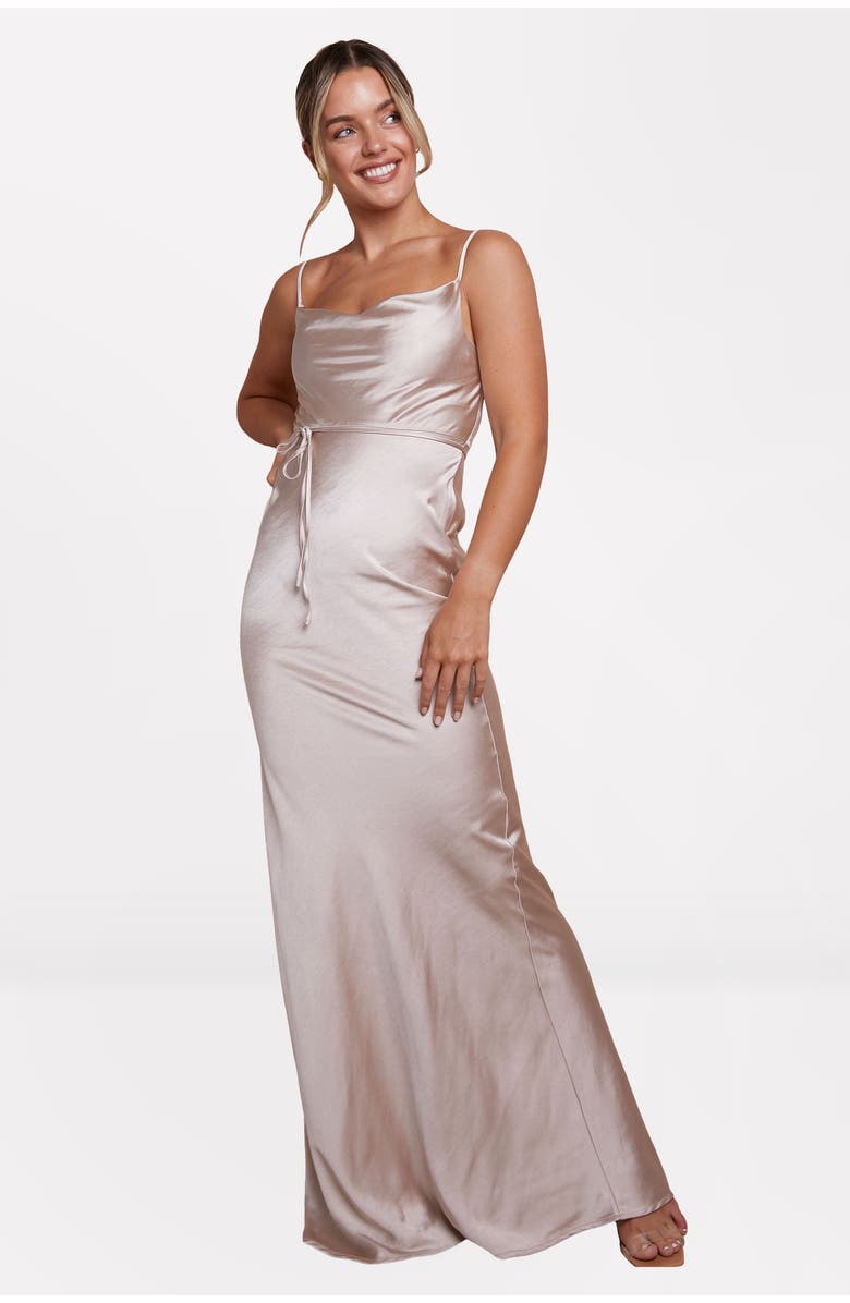 Six Stories Cami Cowl Front Satin Bridesmaid Dress, Main, color, Oyster