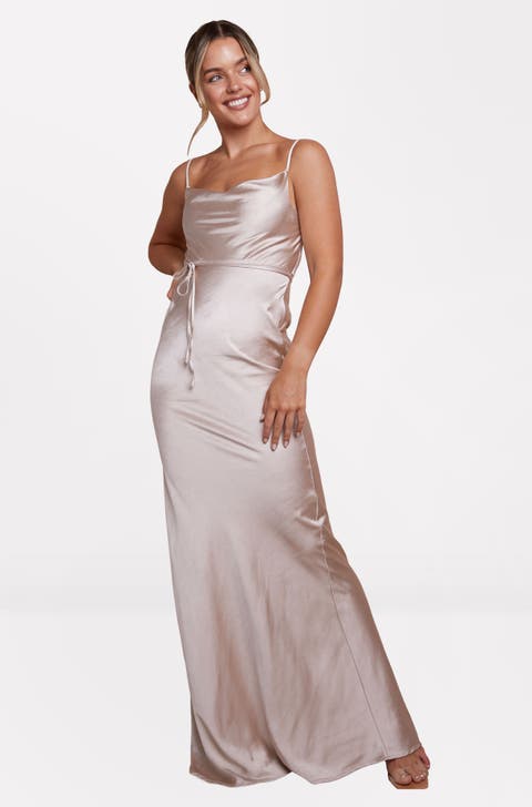 Cami Cowl Front Satin Bridesmaid Dress