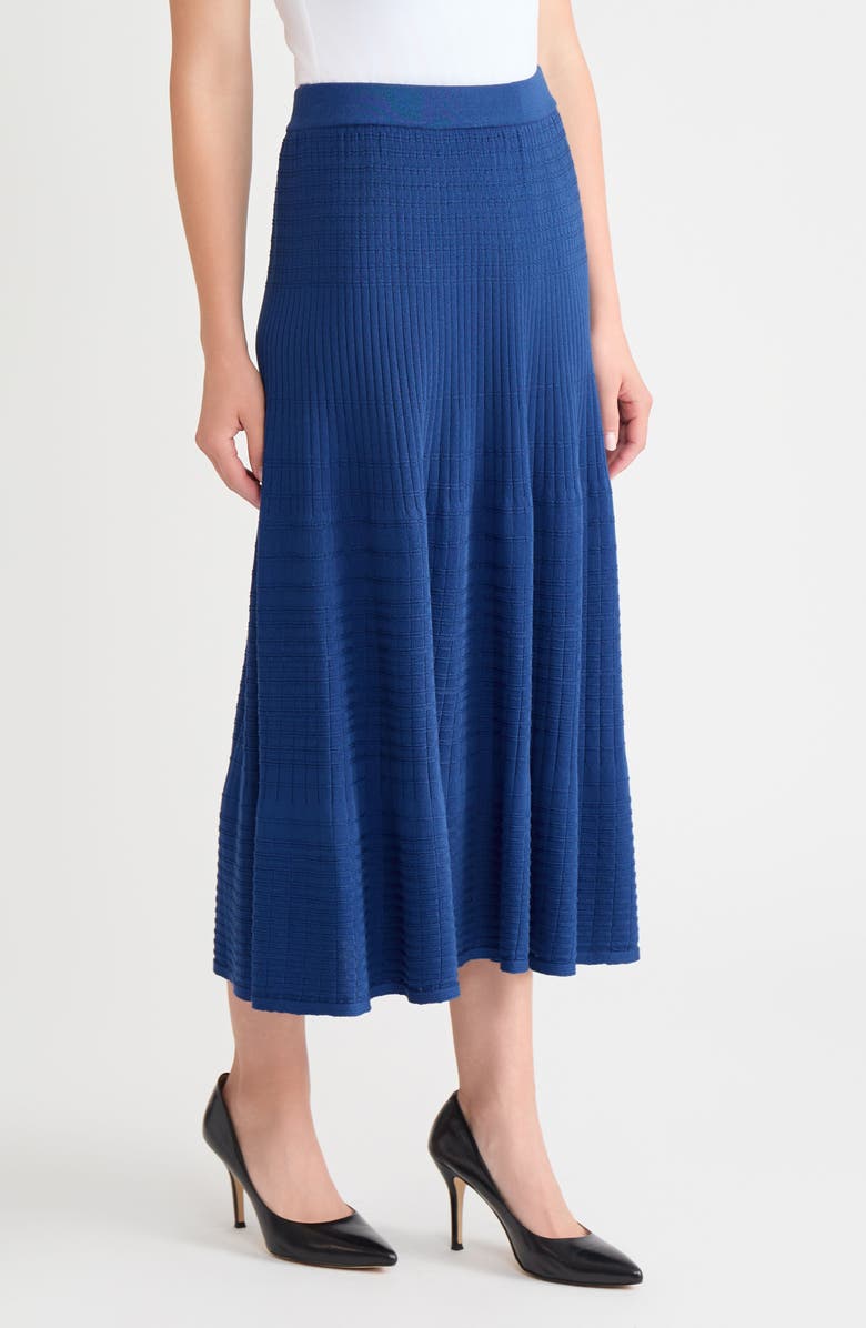 Misook Flared Rib Knit Maxi Skirt, Alternate, color, Lazuli Blue