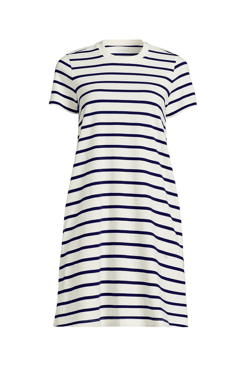Cotton Jersey Crew Neck T Shirt Dress, Alternate, color, Ivory/Deep Sea Spaced Stripe