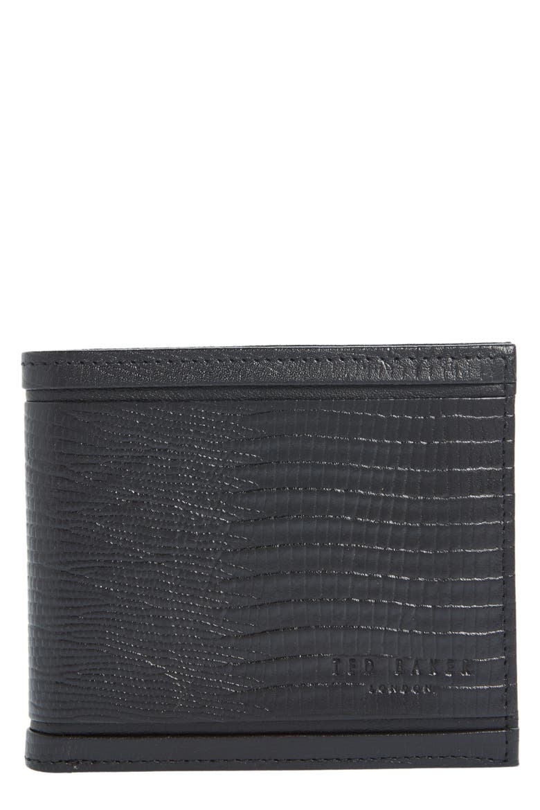 Steevy Lizard Embossed Bifold Wallet, Main, color, BLACK