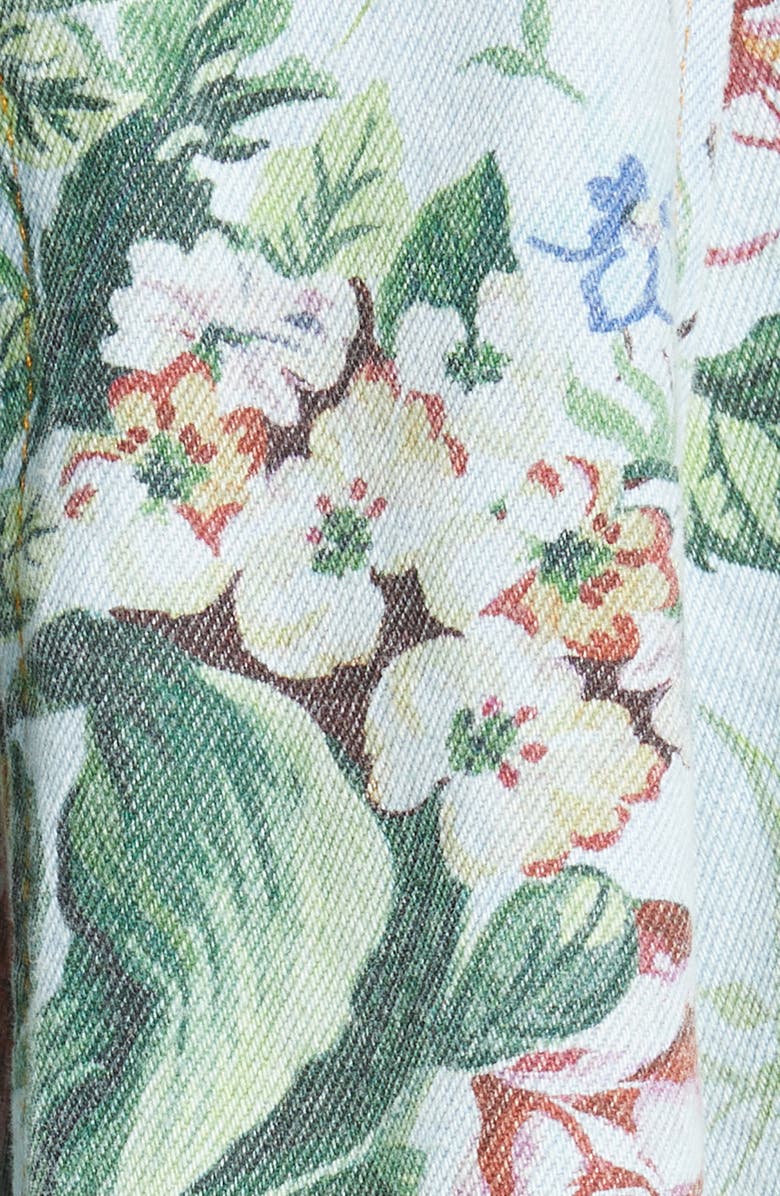 Molly Goddard Floral Print Raw Hem Denim Midi Skirt, Alternate, color,