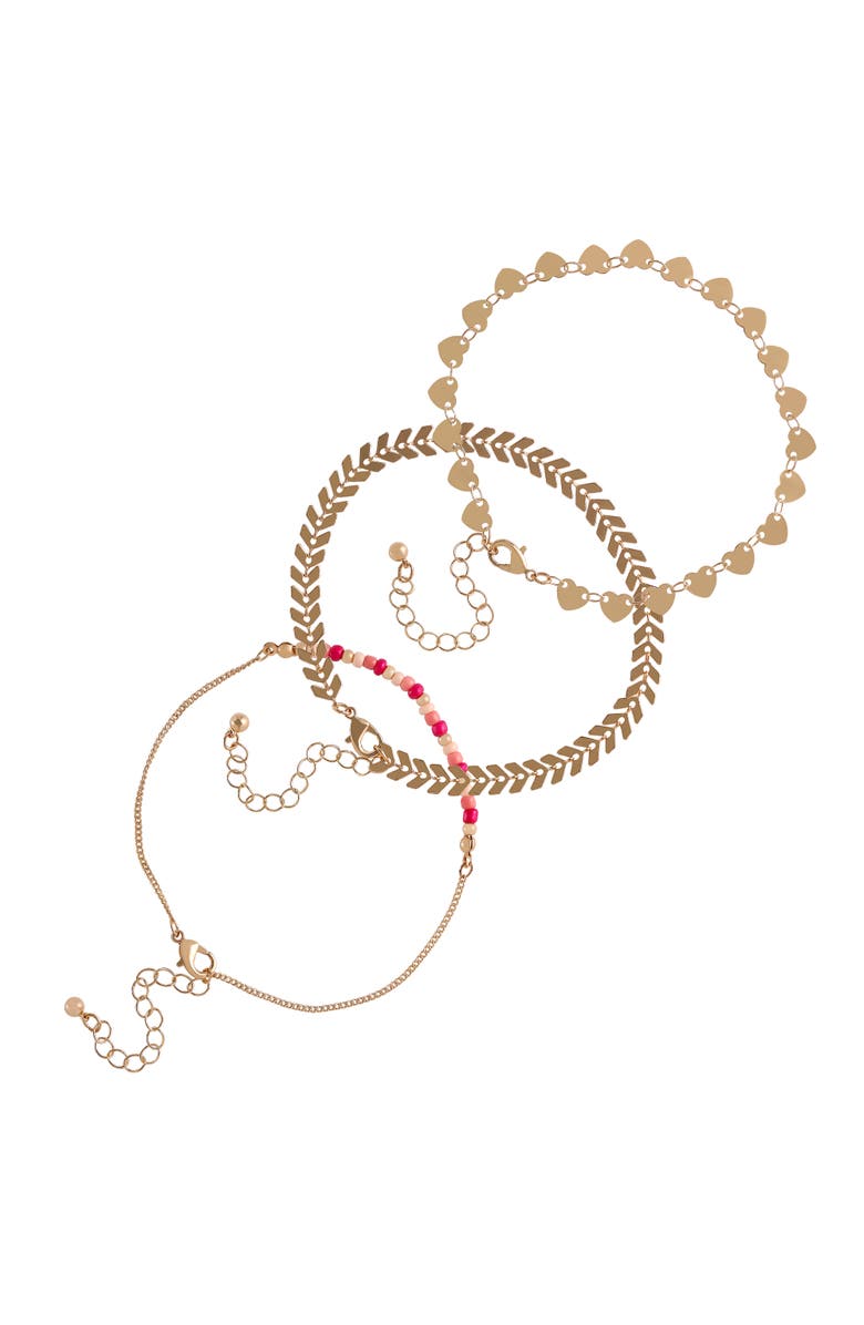 Jessica Simpson 3-Piece Dainty Gold-Tone Anklet Set - 9+2'', Main, color, Gold