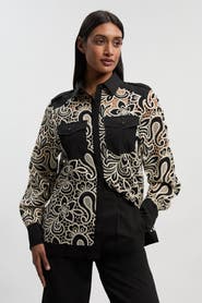 Karen Millen Cutwork Detail Long Sleeve Shirt