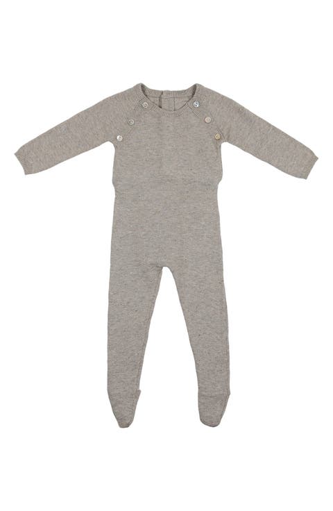 Heather Flecked Cotton Footie (Baby)