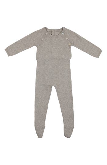 Maniere Heather Flecked Cotton Footie In Gray