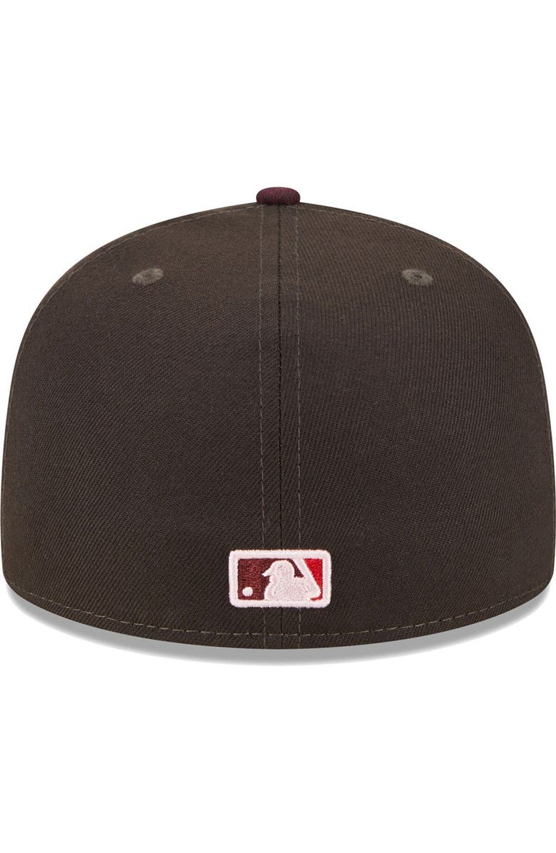 New Era Men's New Era Brown/Maroon Los Angeles Dodgers Chocolate Strawberry 59FIFTY Fitted Hat, Alternate, color, 