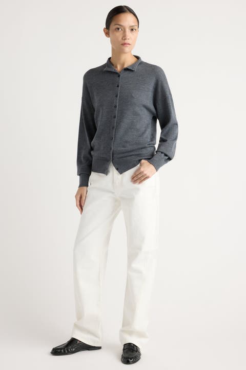 Charlee Lightweight Wool Button Cardigan