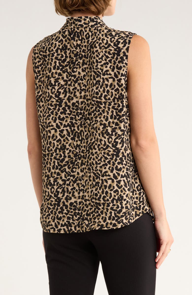 NORDSTROM RACK V-Neck Sleeveless Woven Shell Top, Alternate, color, Black- Olive Leopard Lore