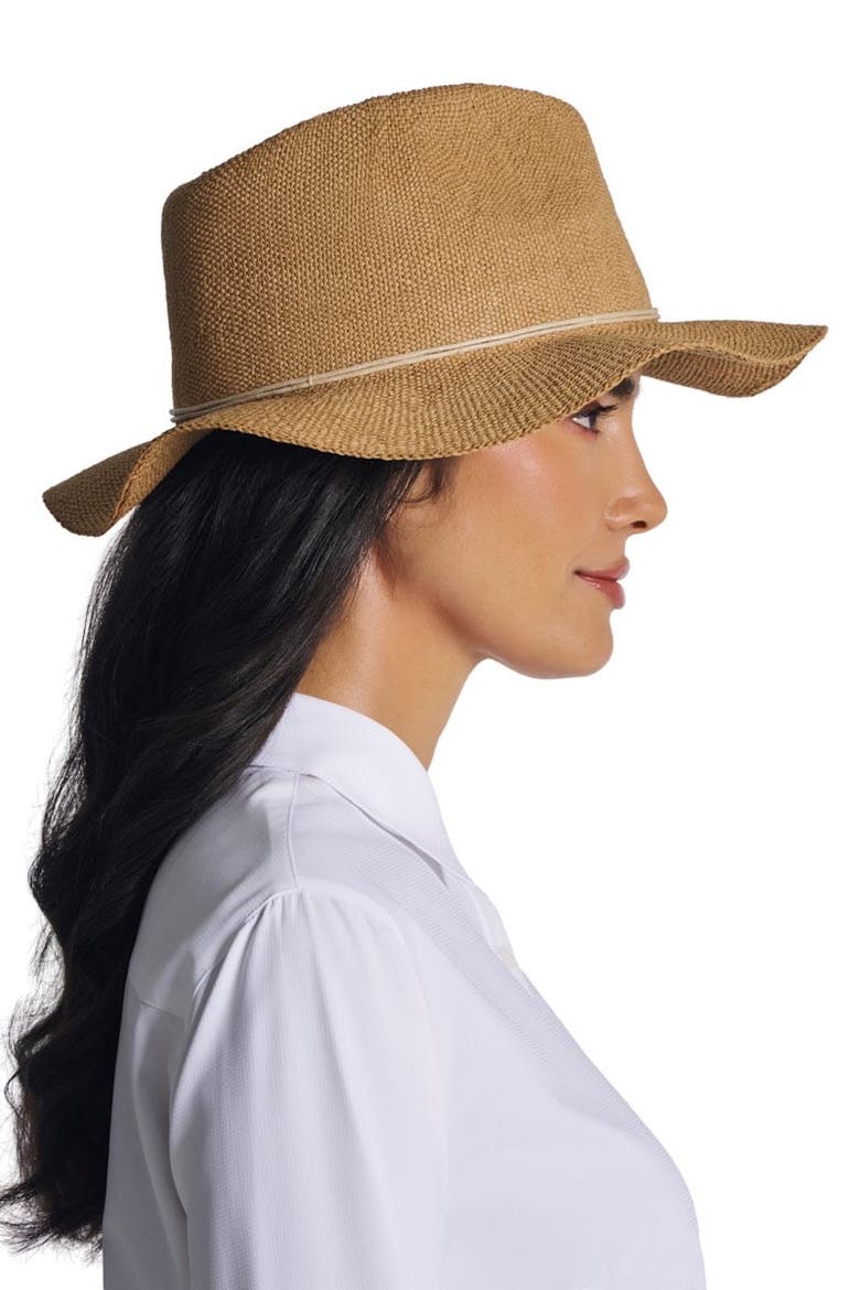 Women's Isla Hand Woven Fedora, UPF 50+ Sun Protection, Alternate, color, Toast Brown