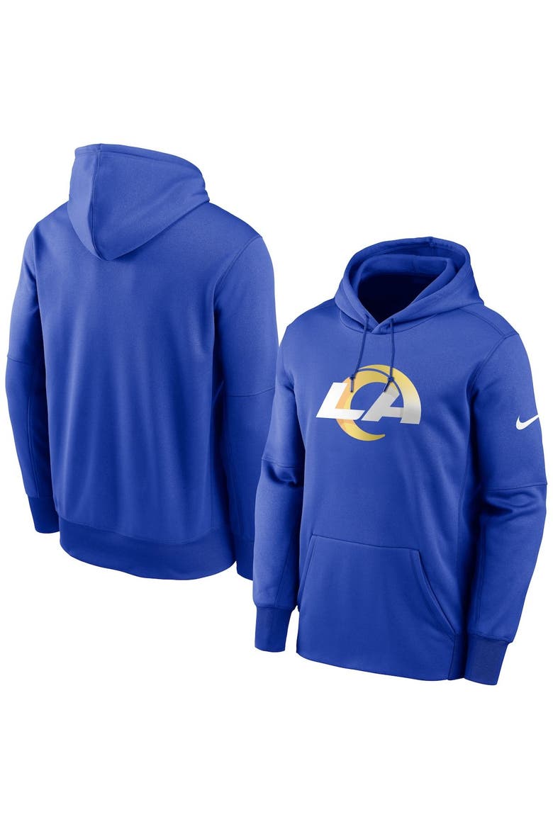 Men's Nike Royal Los Angeles Rams Primary Logo Therma Performance Pullover Hoodie, Main, color, Royal