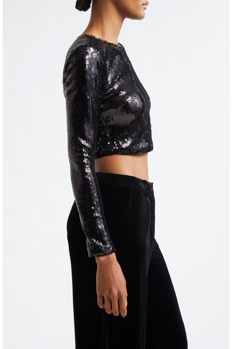 Rogan Sequin Crop Top, Alternate, color, BLACK